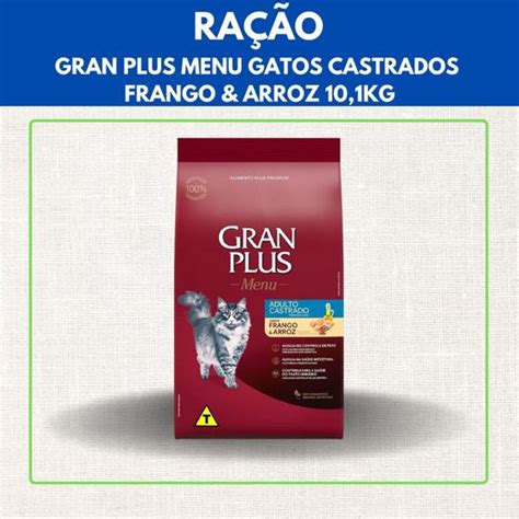 ração gran plus menu gato castrado frango e arroz 10kg brfpet