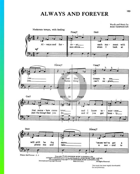 Always And Forever Piano Sheet Music From By Heatwave Oktav