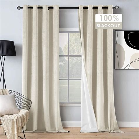 MIULEE 100 Blackout Velvet Curtains 84 Inches Long Ivory White Curtain