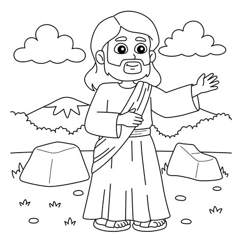 Christian Jesus Predicando Página Para Colorear Para Niños Vector Premium
