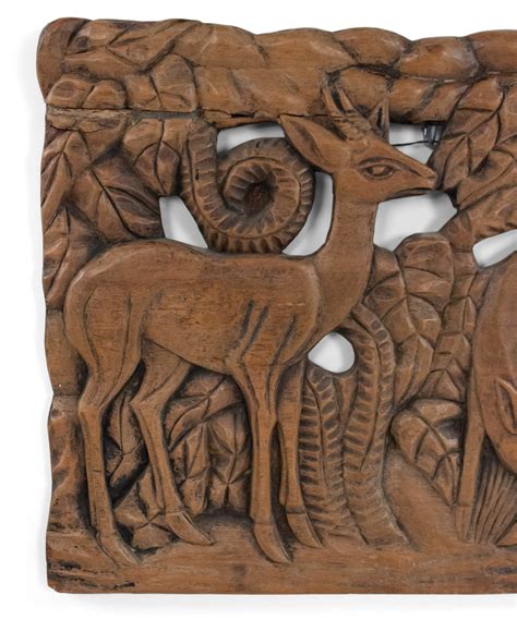 French Art Deco Carved Walnut Wall Plaque