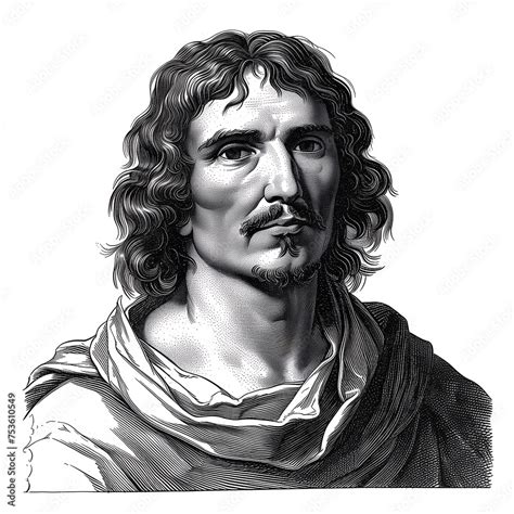 Black And White Vintage Engraving Close Up Headshot Portrait Of
