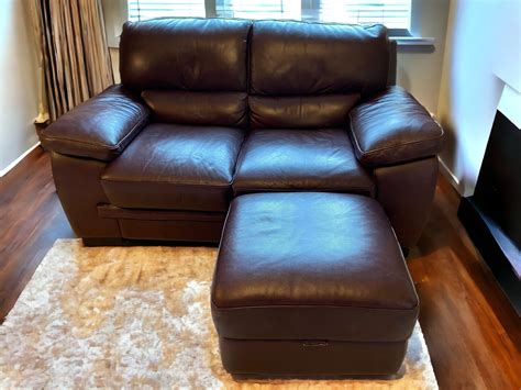 Harveys Brown Leather 3 And 2 Seater Footstool Sofalistic The