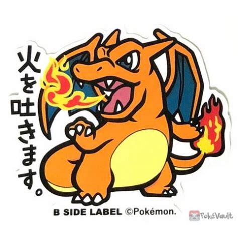 Pokemon B Side Label Charizard Large Waterproof Sticker