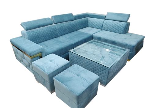 Blue Teak Wood Seater Wooden Living Room Sofa Set At Rs Set In