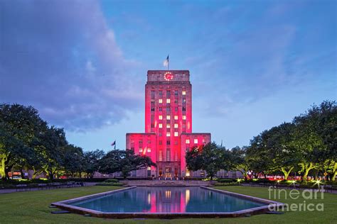 Early Dawn Architectural Photograph Of Houston City Hall And Hermann