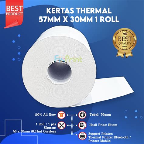 Jual Kertas Struk Thermal 57 X 30 57x30 58 X 30 58x30 Mm Polos