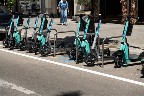 Tarragona Spain June 01 2022 Electric Scooter Rental On The