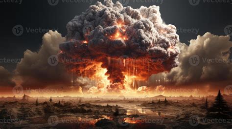 Nuclear explosion and mushroom cloud . AI Generated 25470347 Stock ...