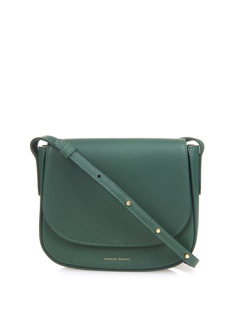 Mansur Gavriel Mini Calf Leather Cross Body Bag In Dark Green Green