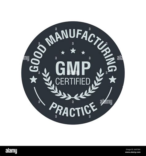 Gmp Good Manufacturing Practice Certified Round Stamp On White