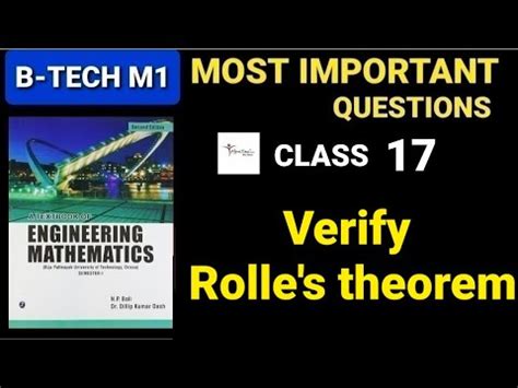 Btech Maths M Verify Rolles Theorem What Is Rolles Theorem Youtube