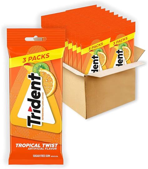 Trident Tropical Twist Sugar Free Gum 60 Packs Of 14 Pieces 840 Total