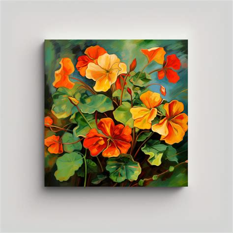 Cuadro Abstracto De Nasturtium Herbs Con Expresi N Pop Art De Canva