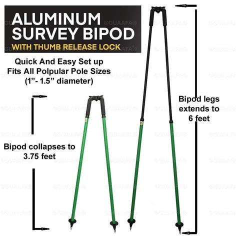 Surveying Bipod Tripod Thumb Release Aluminum Telescopic Stand For