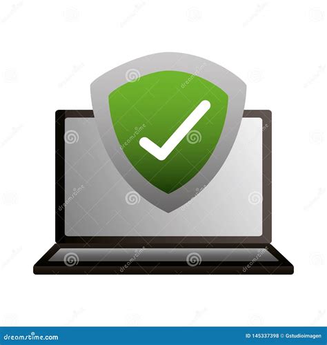 Laptop Shield Protection Check Mark Stock Vector Illustration Of