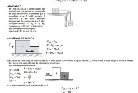 Os Blocos A E B Est O Ligados Por Um Fio Ideal Que Passa Por Uma Polia