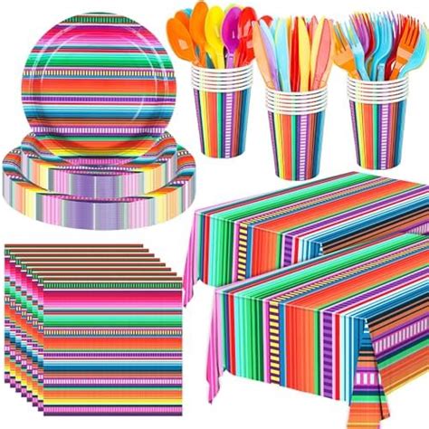 Mexican Fiesta Party Supplies 120pcs Fiesta Paper Plates And Napkins Cups Set