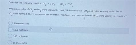 Solved Consider The Following Reaction Cs O Co So Chegg