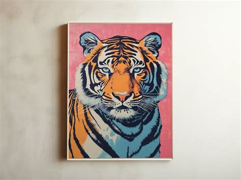 Tiger Animal Art Print And Poster Woodblock Print Enhanced High