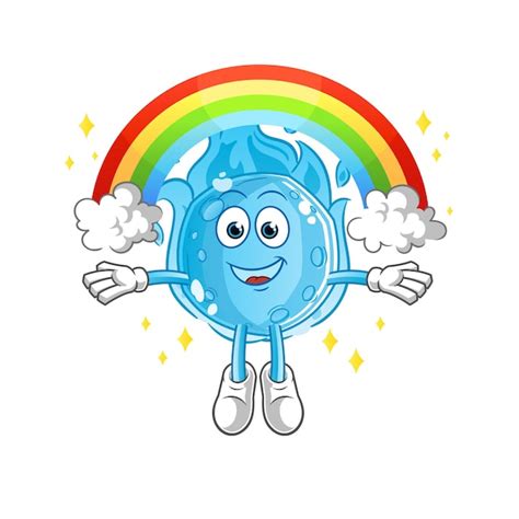 Premium Vector The Blue Comet With A Rainbow Cartoon Vector