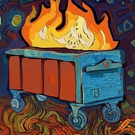 Van Gogh Style Dumpster Fire On Craiyon