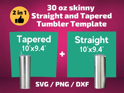 Straight Tapered 30 Oz Skinny Tumbler Template Png Svg Dxf Etsy