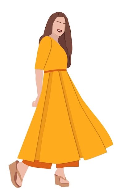 Premium Vector Woman In A Yellow Dress