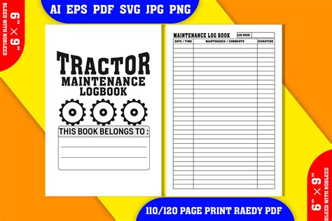 Tractor Maintenance Log Book For Kdp Graphic By Skstudio · Creative