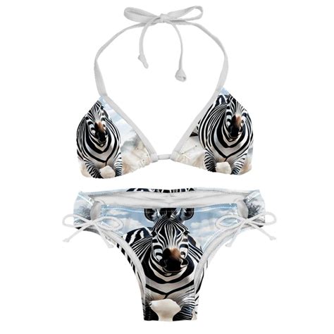 Zebra Detachable Sponge Adjustable Strap Bikini Set Two Pack Swim Suit