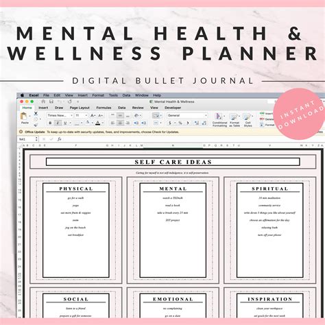 Mental Health Journal Wellness Planner Pink Therapy Etsy