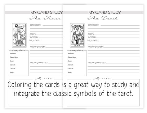 Tarot Journal Printable Pages Tarot Card Study Sheets 78 Printable