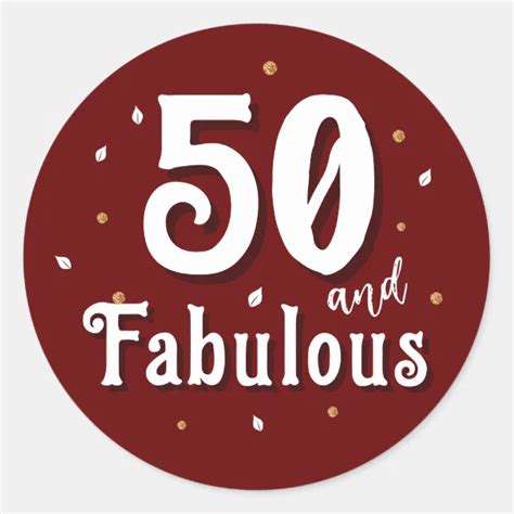 50 And Fabulous Glitter Red 50th Birthday Classic Round Sticker Zazzle