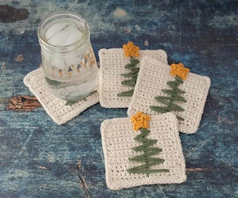 Crochet Christmas Tree Coasters - Crochet 365 Knit Too