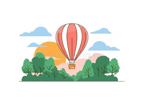 Hot Air Balloon Flat Illustration Stock Vector Illustration Of