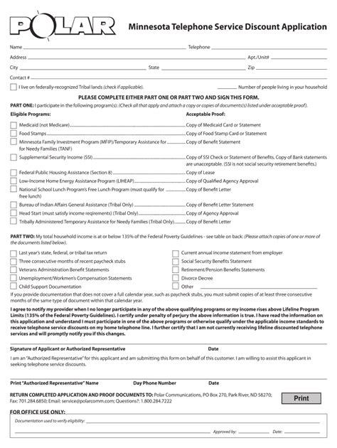 Minnesota Telephone Service Discount Application Form Fill Out And