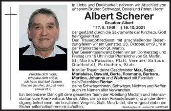 Traueranzeigen Von Albert Scherer Trauer Bz