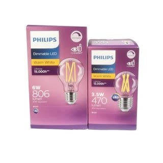 PHILIPS Dimmable LED Classic Light Bulb 3 5W 6W E27 Warm White