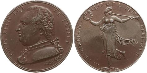 Frankreich Königreich Bronzemedaille o J 1814 Ludwig XVIII 1814