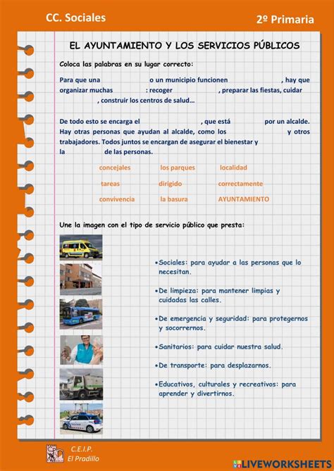 Ayuntamiento Y Servicios Publicos Worksheet