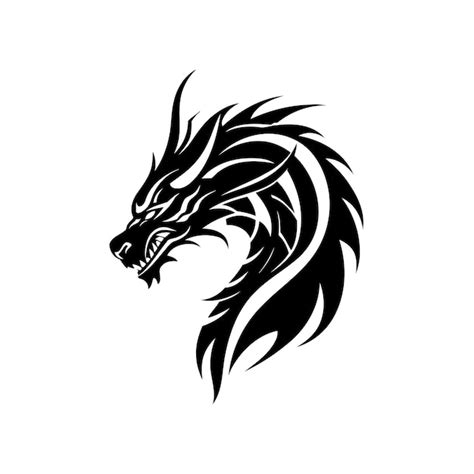 Premium Vector Fierce Dragon Silhouette In Tribal Tattoo Style Vector