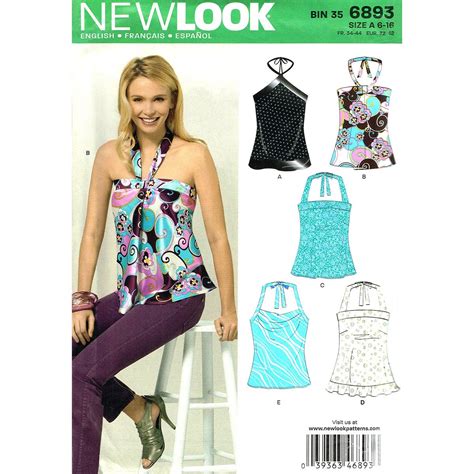 Halter Top Pattern New Look 6893 Evening Top Tied At Neck Bare Back Top