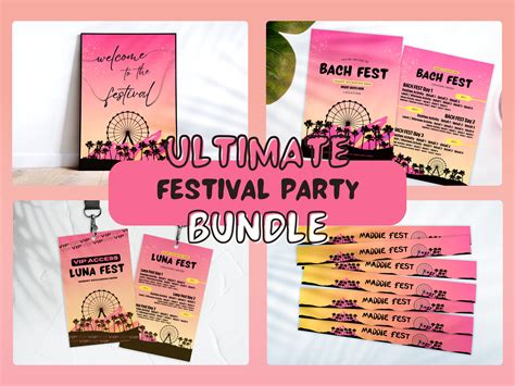 Custom Fest Music Festival Bundle Template Canva Editable Invite