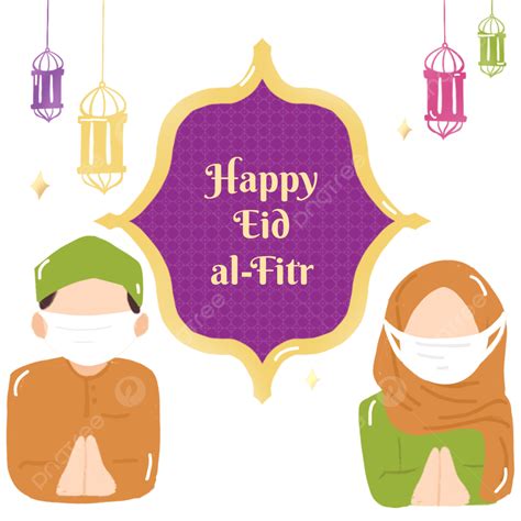 Eid Al Fitr 2023 Hd Transparent Faceless Muslim Couple Wear Mask Happy