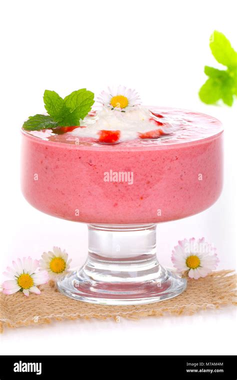 Strawberry Milkshake Strawberry Yoghurt Strawberry Milk Stock Photo