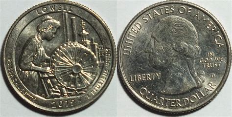 USA 25 Cent 2019 D Lowell Vz St Bfr MA Shops