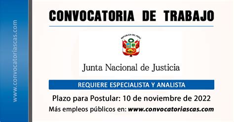 Convocatoria Junta Nacional De Justicia Cas Plazas Derecho