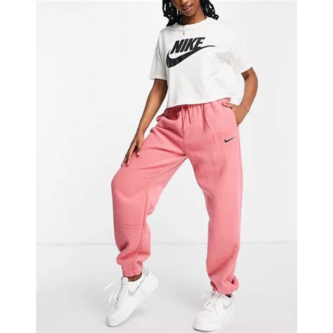 Nike Mini Swoosh High Rise Plush Joggers In Archaeo Pink Glami Hu