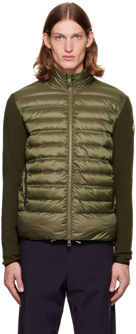 Moncler Khaki Paneled Down Jacket Moncler