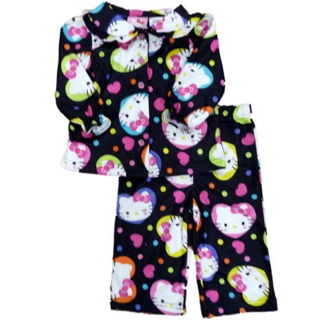 Hello Kitty - Hello Kitty Toddler Girls Black Heart Print Sleepwear Set ...